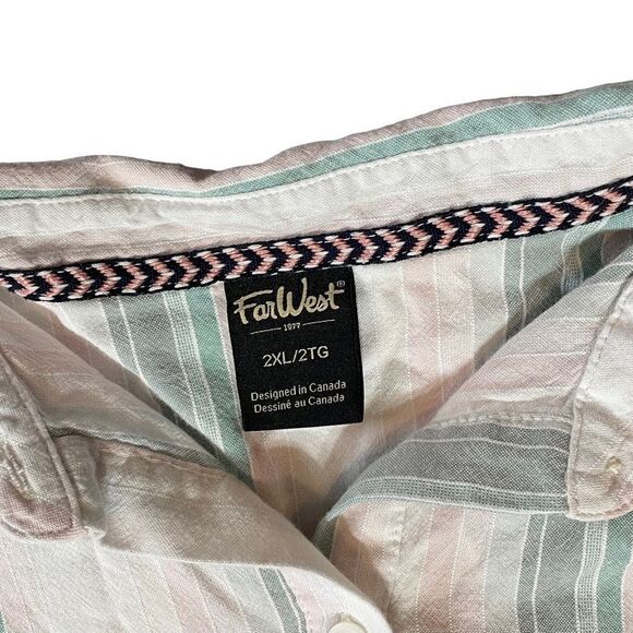 Far West Pastel Striped Button-up Crop Top Size 2XL - Picture 5 of 5